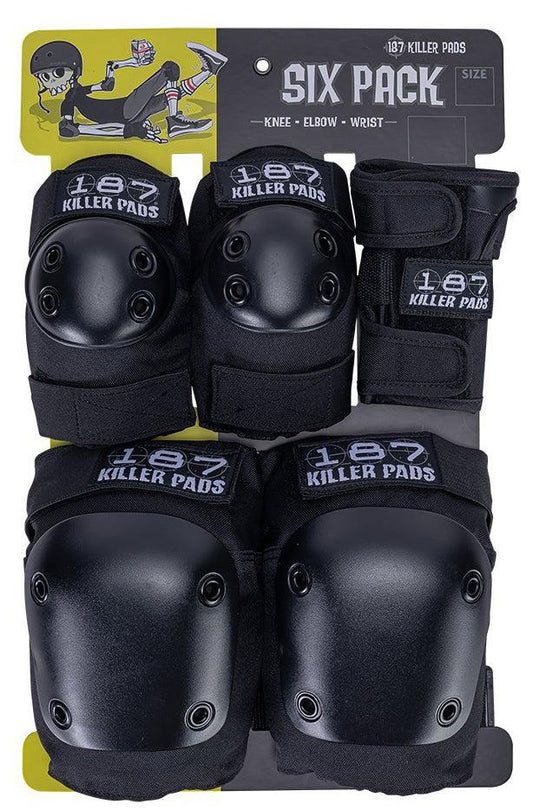 187 Killer Pads Six Pack Combo Skate Protection Pad Set - Black