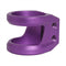 This lightweight Root Industries GT 2 Bolt Oversized Stunt Scooter Clamp in purple, featuring a U-shaped design with two threaded holes for joining or securing parts, adds a sleek touch with its smooth, glossy surface and is compatible with various bar sizes.