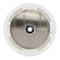 The Lucky Lunar 110mm Stunt Scooter Wheel - Raw Logo features a sleek design with a silver center hub, white outer rim, and black detailing. It showcases "LUNAR 110mm" and "LUCKY," enhanced by Lucky Rebound Technology against a black background.