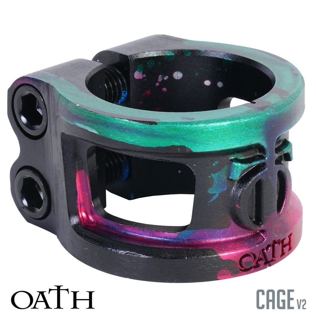 Oath Cage V2 2 Bolt Oversized Stunt Scooter Clamp - Green / Pink / Black - Right