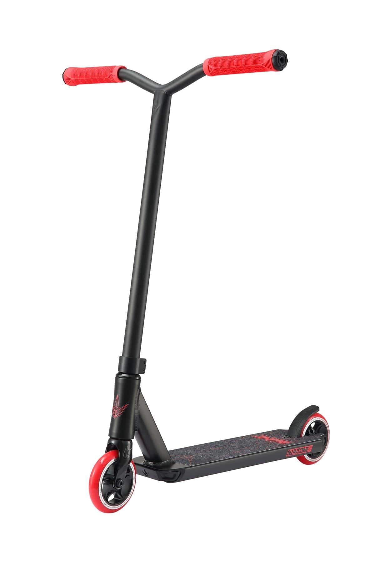 Introducing the Blunt Envy ONE S3 Complete Stunt Scooter in Red—a sleek ride equipped with vibrant red handle grips and wheels. Ideal for beginner scooter riders, its design stands out against a crisp white background, inspiring confidence and excitement with quality pro scooter parts perfect for thrilling adventures.