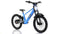 The Revvi 20" Kids Electric Balance Bike in blue, displayed on a white background, showcases durable off-road rubber tires, a black seat and handlebars, and a front white number plate. The brand "Revvi" is prominently etched on its frame.