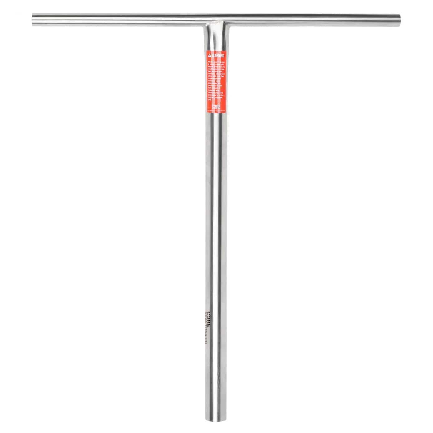 The CORE Nova V2 Titanium Oversized HIC Stunt Scooter Bars feature a raw finish and measure 680mm x 630mm. These bars are designed for easy steering and control, sporting an ergonomic build.