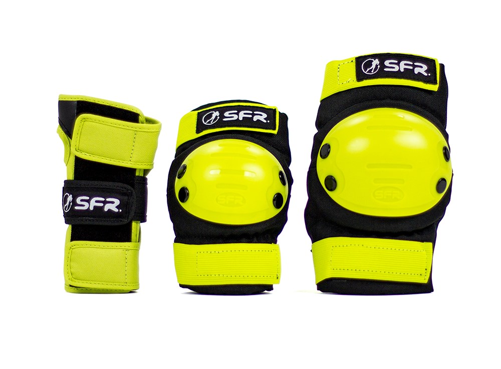 SFR Youth Ramp Triple Skate Protection Pad Set - Black / Lime - Side