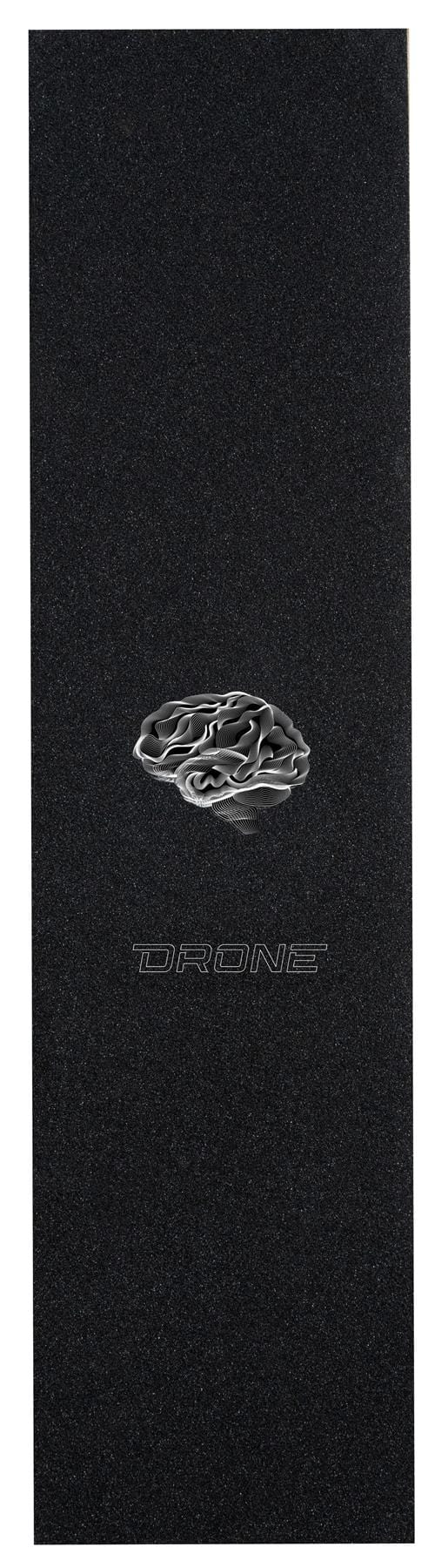 The Drone Stunt Scooter Griptape - Brain features a dark background and a metallic intricate design of interconnected lines above "DRONE Griptape." Made from premium materials, it offers a rough texture for perfect traction, ideal for stunt riders.