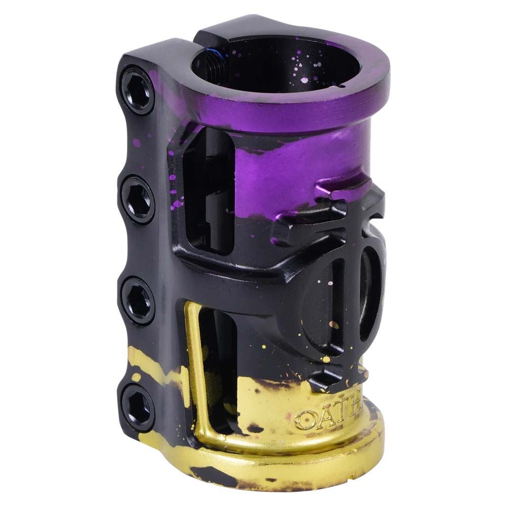 Oath Cage V2 4 Bolt SCS Oversized Stunt Scooter Clamp - Black / Purple / Yellow