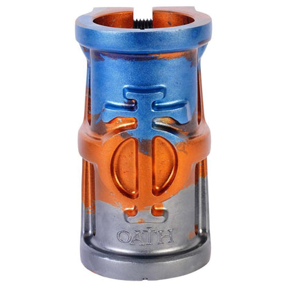 Oath Cage V2 4 Bolt SCS Oversized Stunt Scooter Clamp - Orange / Blue / Titanium - Front