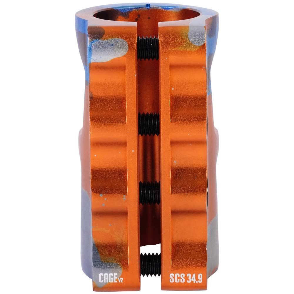 Oath Cage V2 4 Bolt SCS Oversized Stunt Scooter Clamp - Orange / Blue / Titanium - Rear