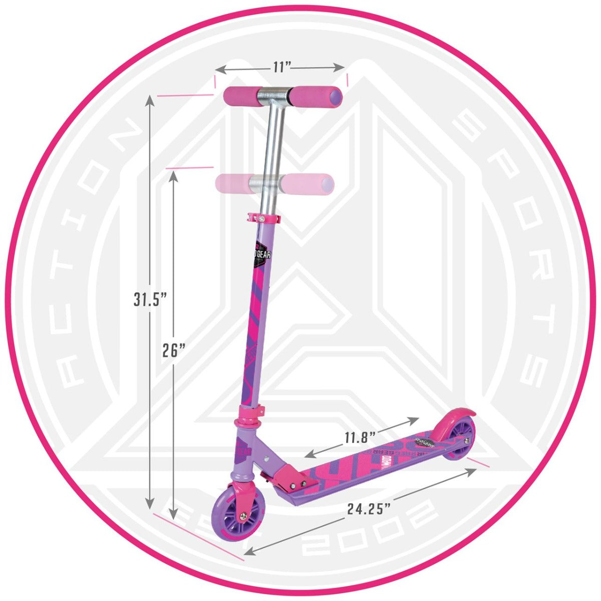 Madd Gear MGP Carve 100 Foldable Scooter - Purple / Pink - Height