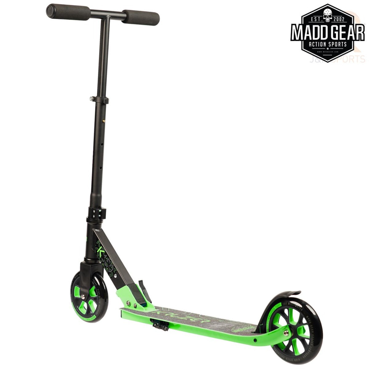 Madd Gear MGP Carve Kruzer 150 Commuter Foldable Scooter - Black / Green - Rear