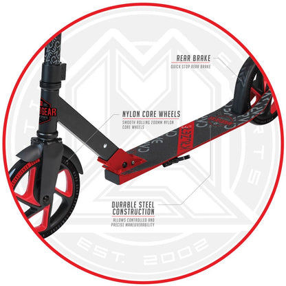 Madd Gear MGP Carve Kruzer 200 Commuter Foldable Scooter - Black / Red - Deck Specs