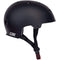 The CORE Basic Skate/Scooter Helmet in black, manufactured by CORE, features a matte finish with several ventilation holes and an adjustable chin strap with a red buckle. Its low-profile design is accented with the "CORE" logo in white on the side.