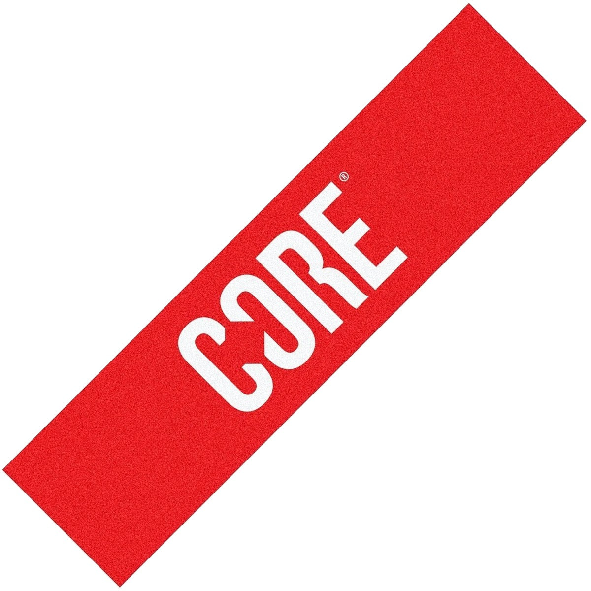 A red rectangular griptape for a stunt scooter with the bold white letters "CORE Classic" displayed across its surface, offering both style and function.