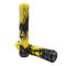 Two CORE Pro Wasp Yellow / Black Stunt Scooter Grips, designed for impact protection, are positioned against a white background. Made from a shock-absorbing compound, one grip stands upright while the other rests horizontally. Each textured surface features the word "CORE" embossed at the ends.