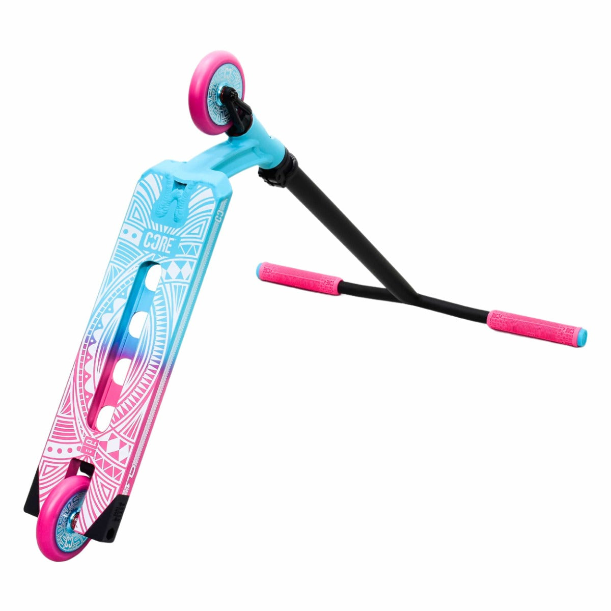 CORE CL1 Complete Stunt Scooter - Pink / Teal - Deck Angle