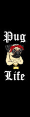 Illustration of a pug with a red bandana and sunglasses, arms crossed. "Pug Life" is in bold above and below the image. Ideal for fans of Legacy Stunt Scooter Griptape - Pug Life, the striking black background enhances your ride's attitude.