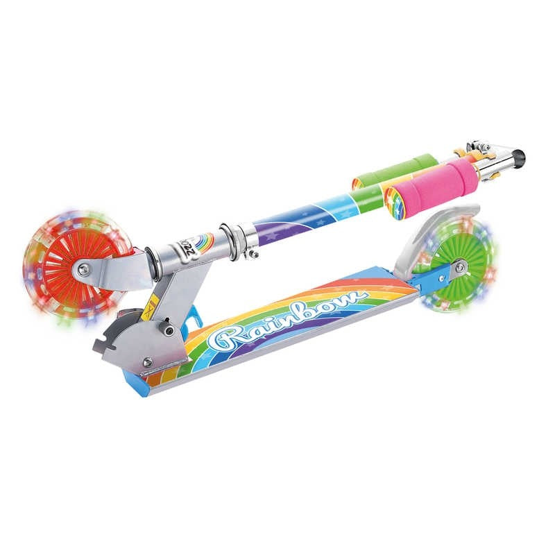 Ozbozz Rainbow  Light Up Foldable Kids Scooter - Multi - Folded