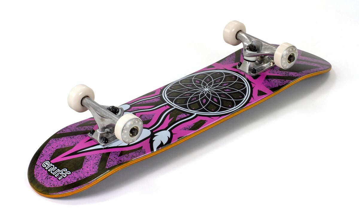 Enuff Dreamcatcher Grey / Pink Complete Skateboard - 7.75" x 31.5" - Angle