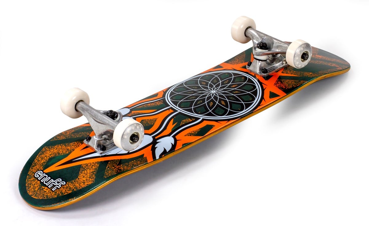 Enuff Dreamcatcher Teal / Orange Complete Skateboard - 7.25" x 29.5" - Angle