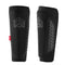 Two black GAIN Protection Stealth Shin Guards feature a textured pattern and a bold red "FENIX" label. Designed for sports, they boast KEVLAR Protection and an antibacterial lining, ensuring durability and hygiene during vigorous physical activity.