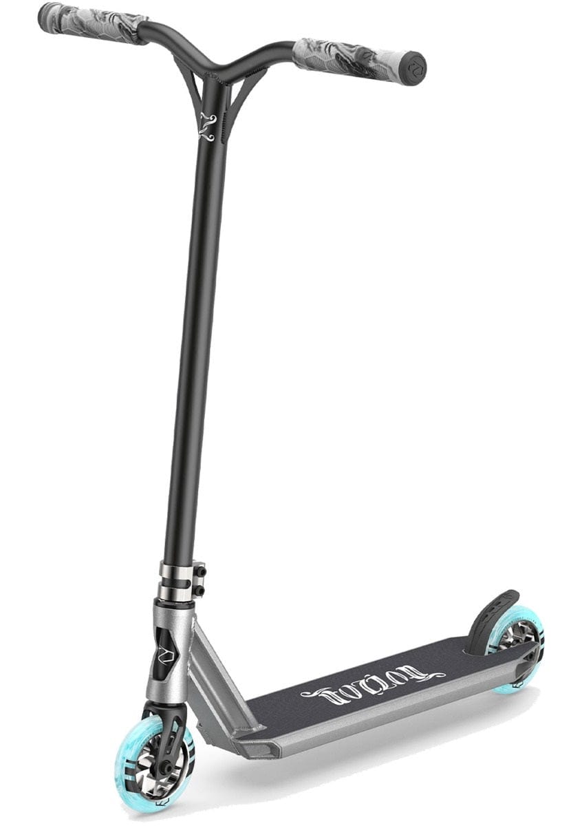 A stylish Fuzion Z300 2021 grey silver complete stunt scooter.