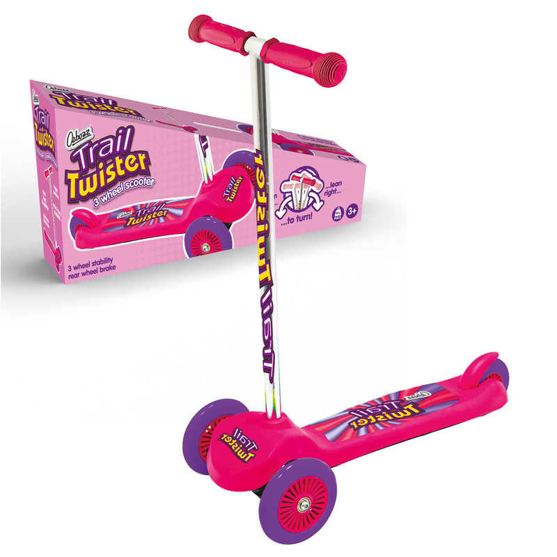 Ozbozz Trail Twist V4 Kids Tri-Scooter - Pink - With Box