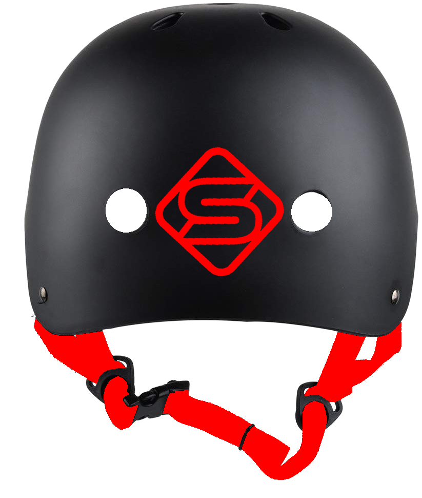 Skates.co.uk ABS Skate / Scooter Helmet - Black / Red - Rear