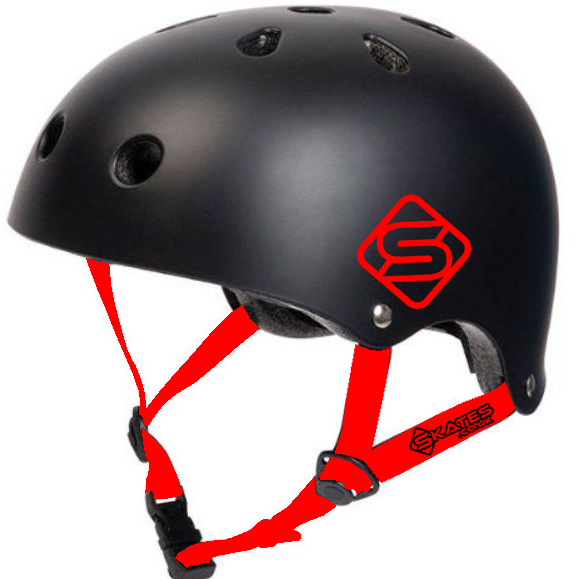 Skates.co.uk ABS Skate / Scooter Helmet - Black / Red - Left