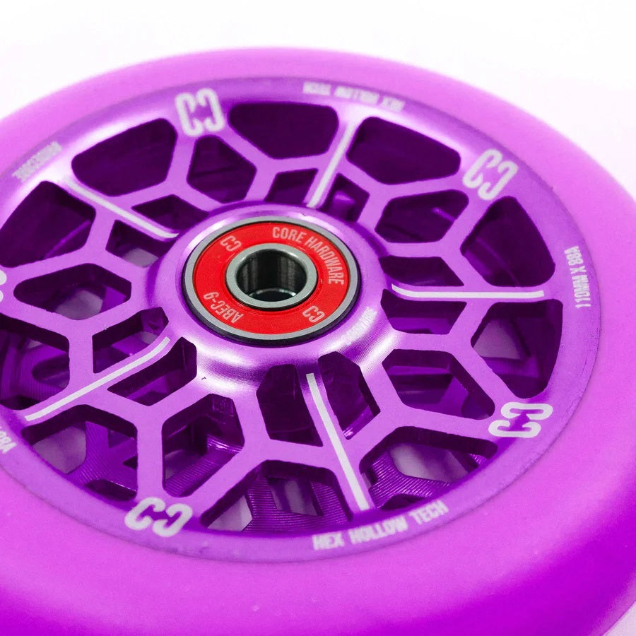 CORE Hex Hollow Core 110mm Stunt Scooter Wheel - Purple - Detail