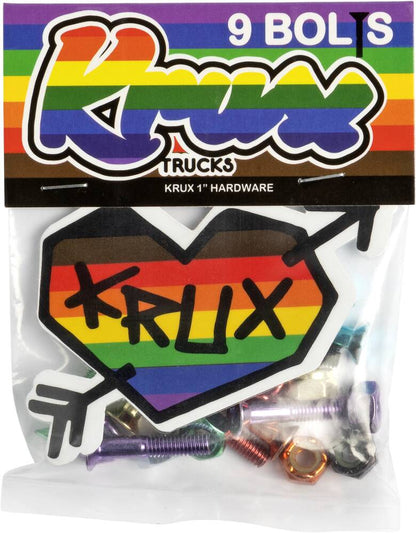 Krux Krome Skateboard Phillips Bolts - Rainbow 1" - bag