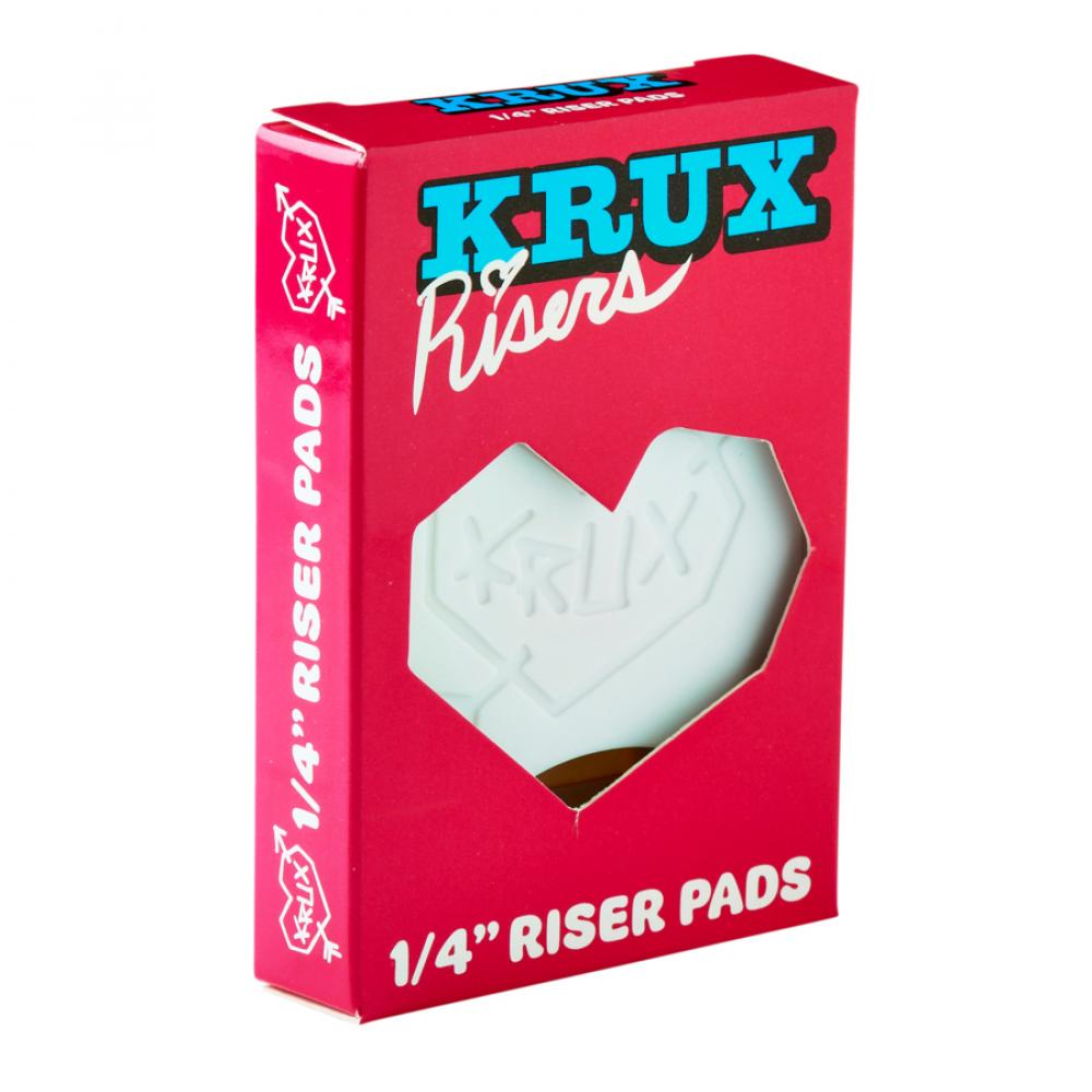 Krux Skateboard Riser Pads (Pair) - White 1/8" - Box