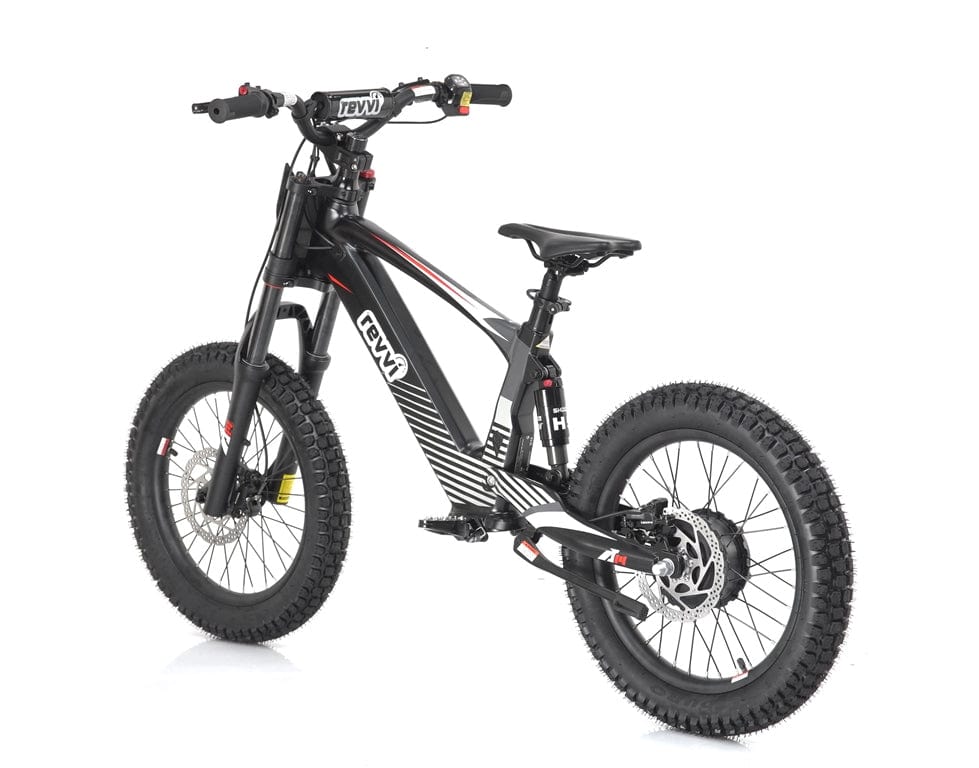 Revvi 18" Kids Electric Balance Bike - Black - Rear Left