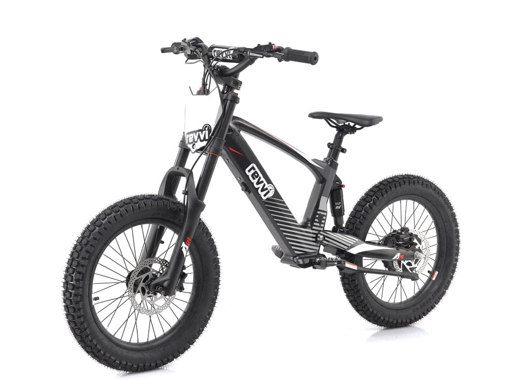 Revvi 18" Kids Electric Balance Bike - Black - Front Left