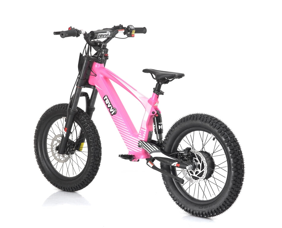 Revvi 18" Kids Electric Balance Bike - Pink - Left Rear