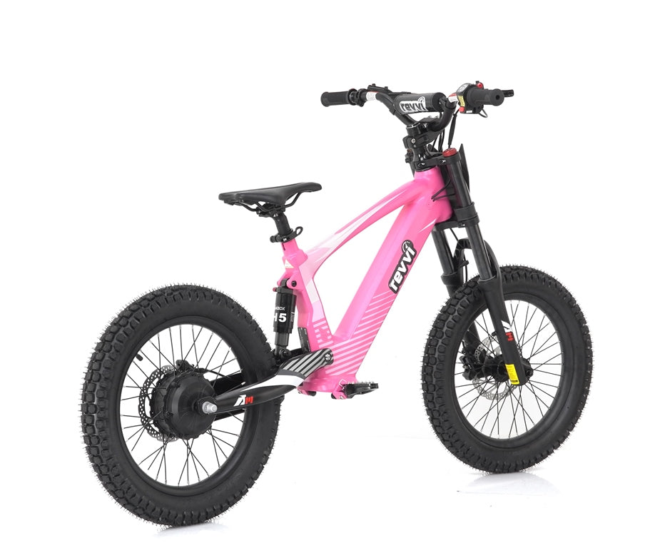 Revvi 18" Kids Electric Balance Bike - Pink - Rear