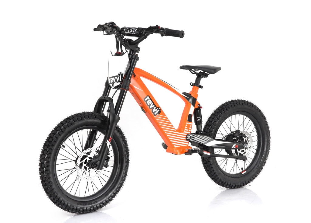 Revvi 18" Kids Electric Balance Bike - Orange - Front Left