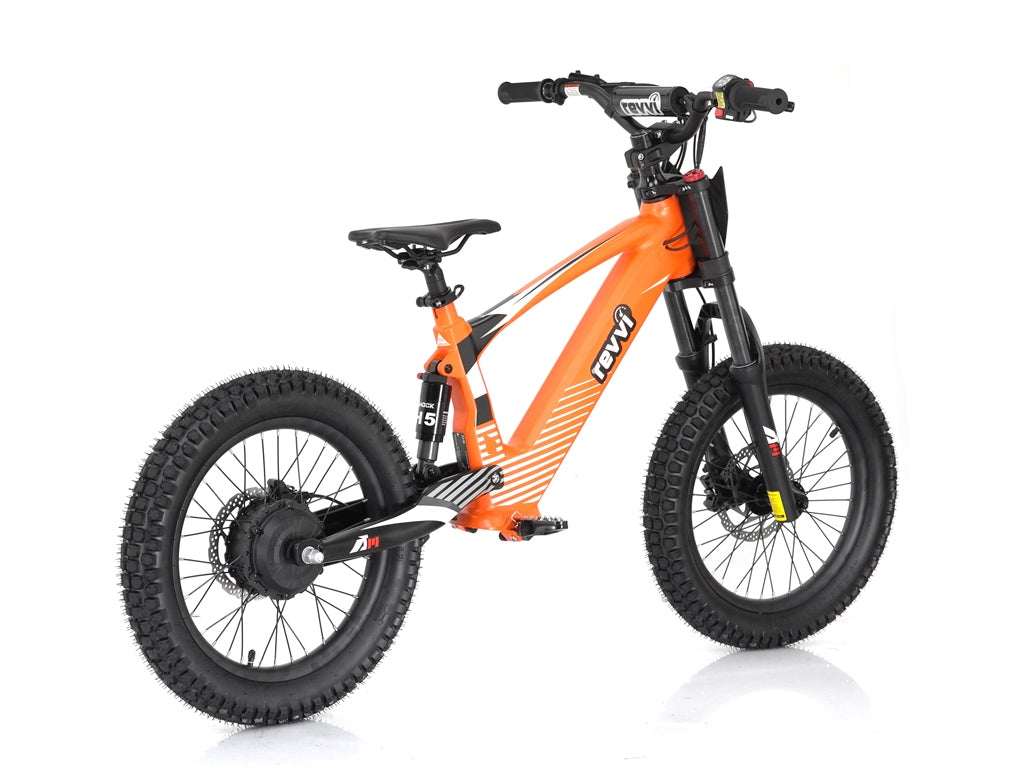 Revvi 18" Kids Electric Balance Bike - Orange - Rear