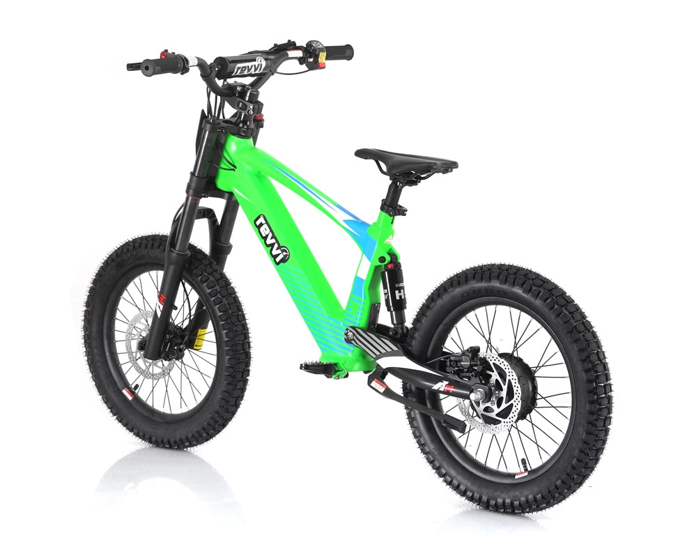 Revvi 18" Kids Electric Balance Bike - Green - Rear Left