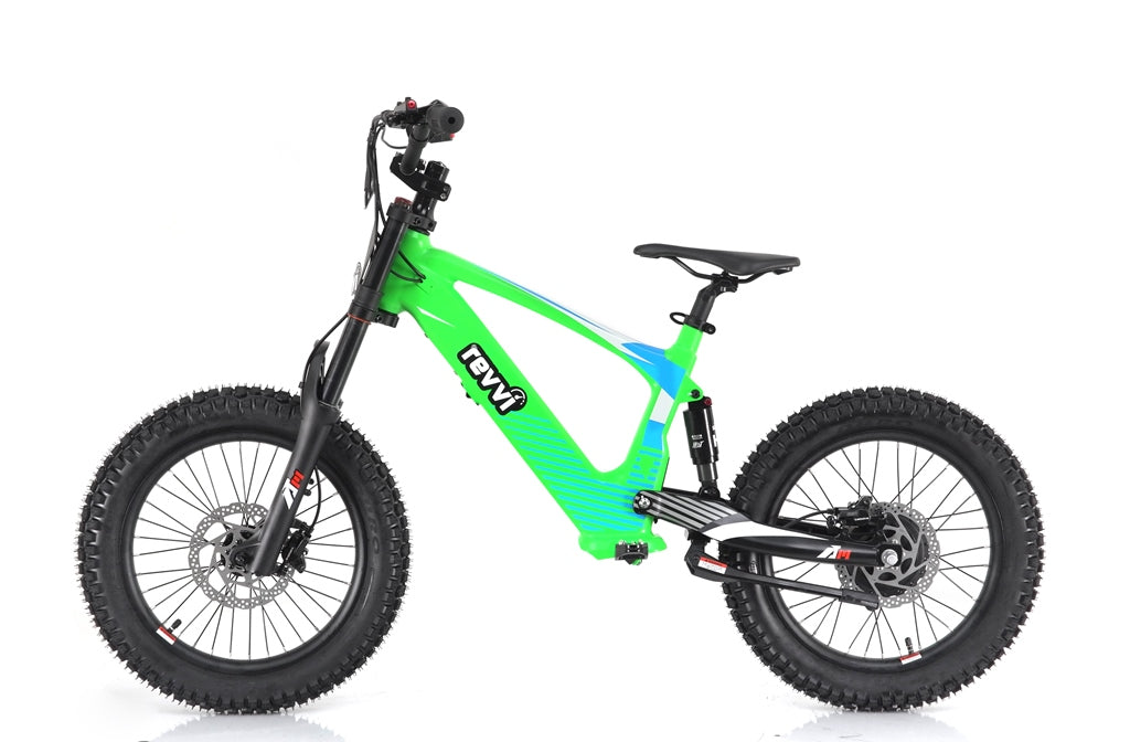 Revvi 18" Kids Electric Balance Bike - Green - Left