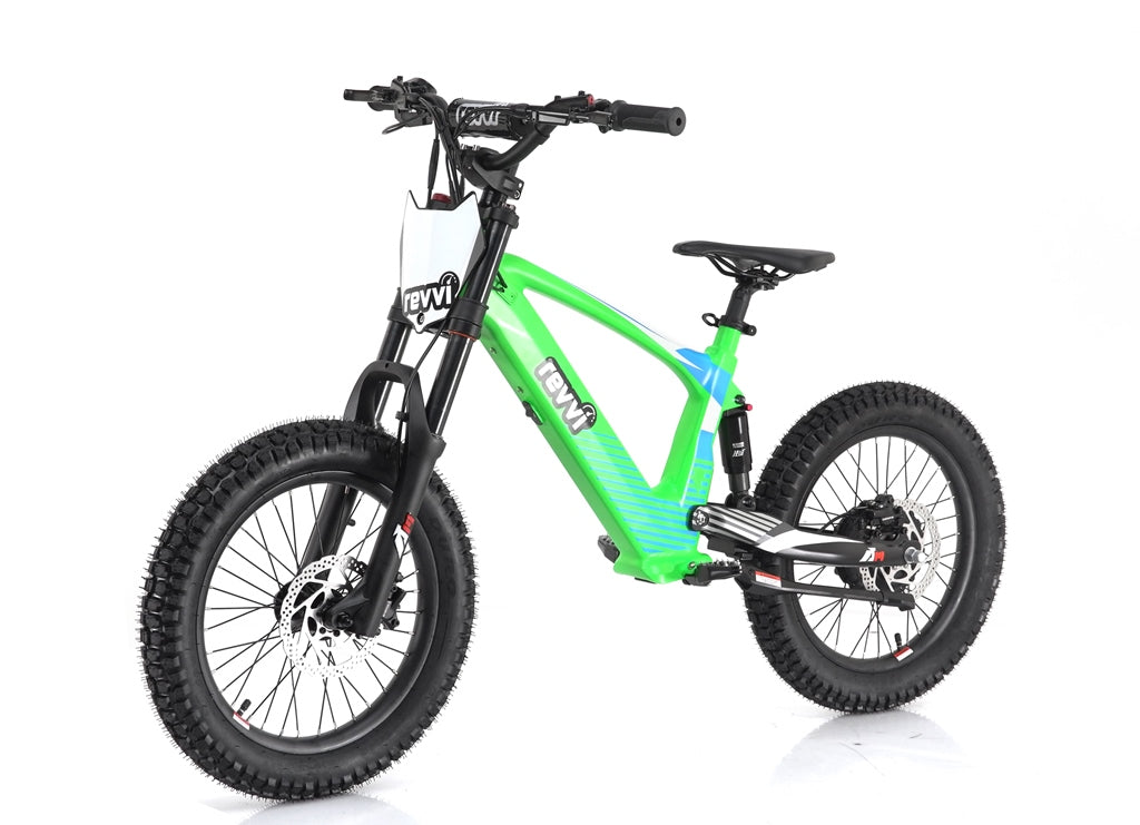 Revvi 18" Kids Electric Balance Bike - Green - Front Left