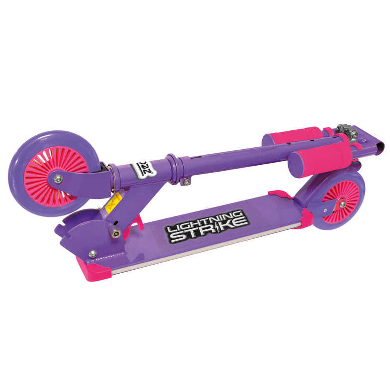 Ozbozz Lightning Strike Foldable Light Up Scooter - Pink / Purple - Folded