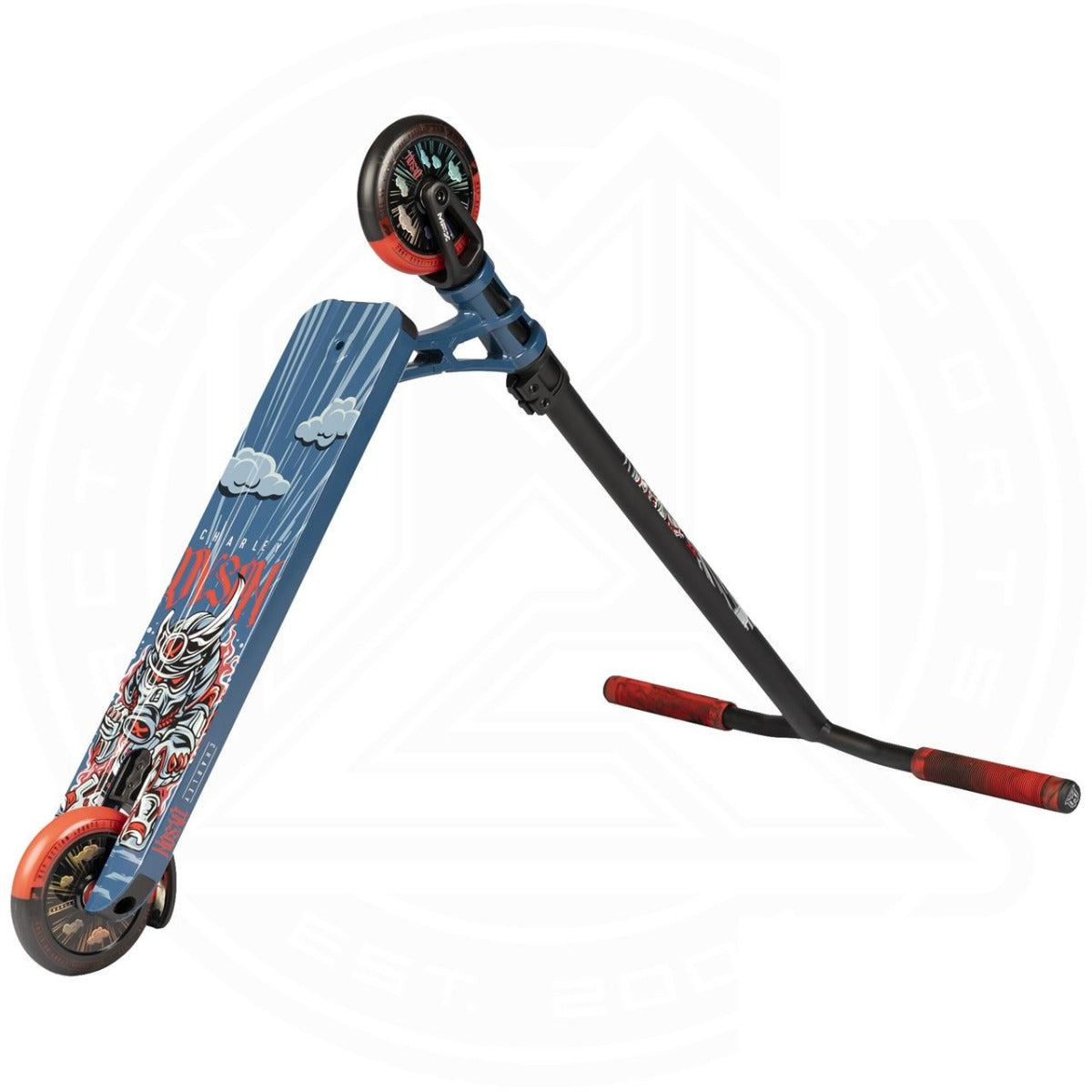 Madd Gear MGP MGX Charley Dyson Signature Complete Stunt Scooter - Slate Blue - Graphic