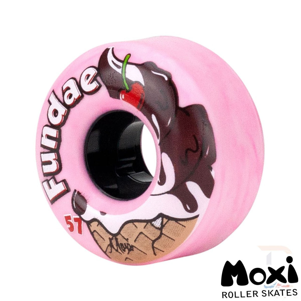 Moxi Fundae 92A Quad Roller Skate Wheels - Bubblegum Pink 57mm x 34mm - Side