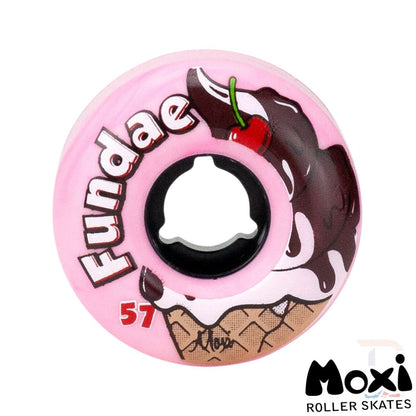 Moxi Fundae 92A Quad Roller Skate Wheels - Bubblegum Pink 57mm x 34mm - Front