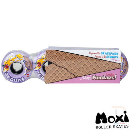 Moxi Fundae 92A Quad Roller Skate Wheels - Lavender Purple 57mm x 34mm - Packaging