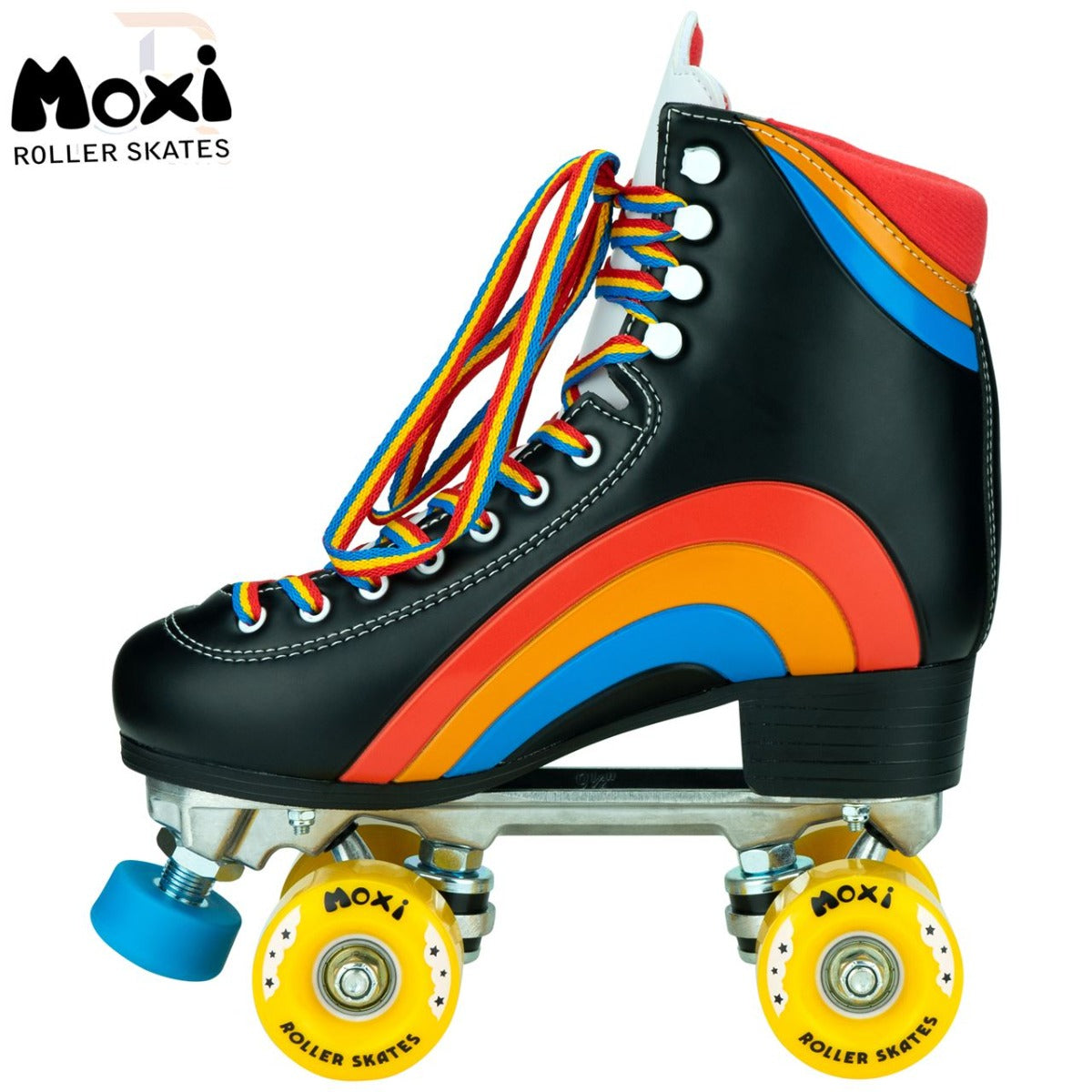 Moxi Rainbow Quad Roller Skates - Black - Left