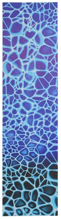 A vertical artwork reminiscent of interconnected blue and violet cells or bubbles on a textured background, transitioning from light blue at the top to darker shades below, similar to the intricate designs featured on Blunt Envy's Neuron Stunt Scooter Griptape - Blue.