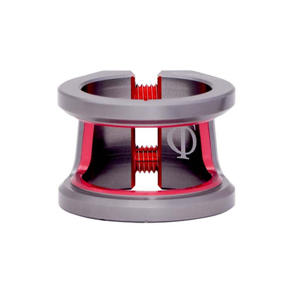 Oath Carcass 2 Bolt Oversized Stunt Scooter Clamp - Titanium / Red - Front