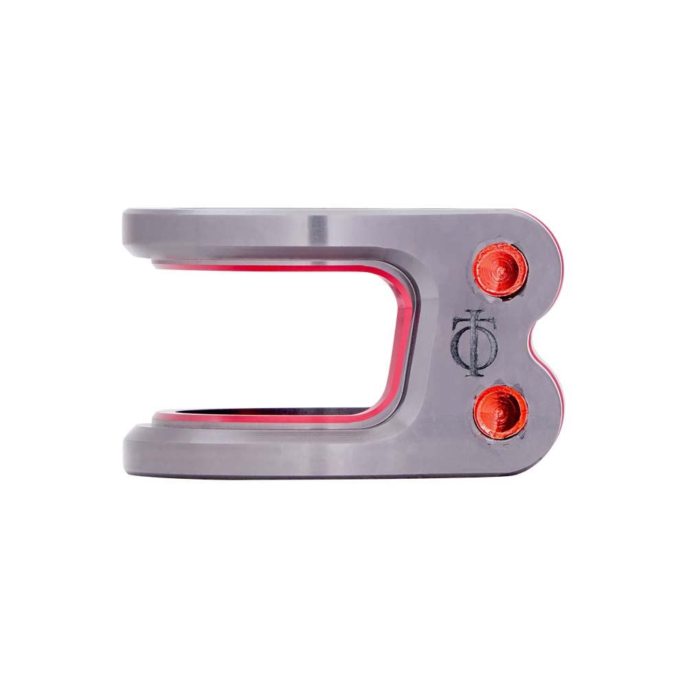 Oath Carcass 2 Bolt Oversized Stunt Scooter Clamp - Titanium / Red - Left
