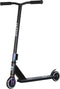 The Panda Initio Complete Stunt Scooter in black, ideal for beginners, showcases a wide handlebar and metallic accents. It stands upright with IHC compression and two wheels, featuring a flat base with "Panda" displayed on the front. The design is sleek and modern yet durable and lightweight.
